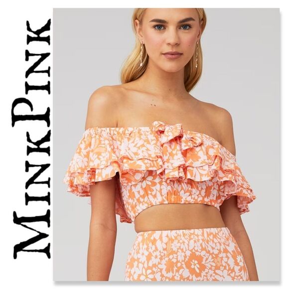 MINKPINK Tops - MINKPINK Marli Floral Ruffle Crop Top